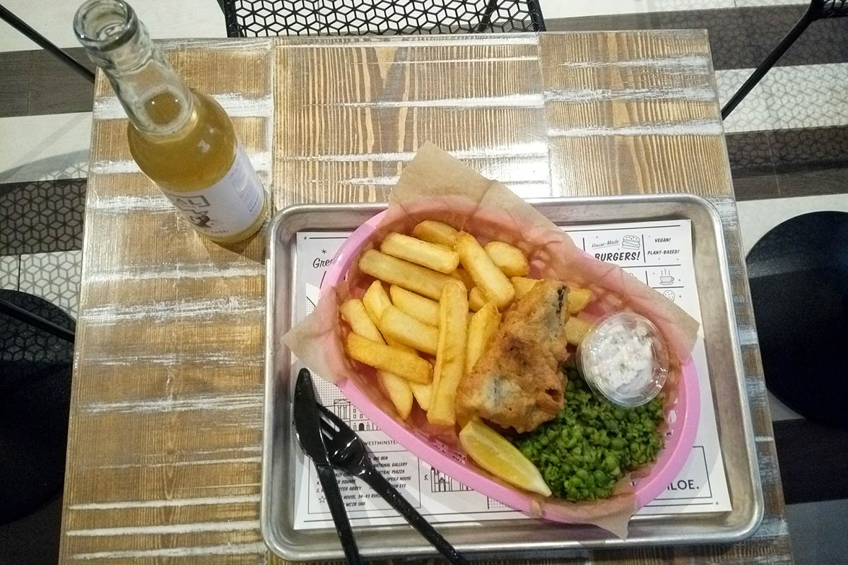 vegan fish and chips in by chloe, covent garden