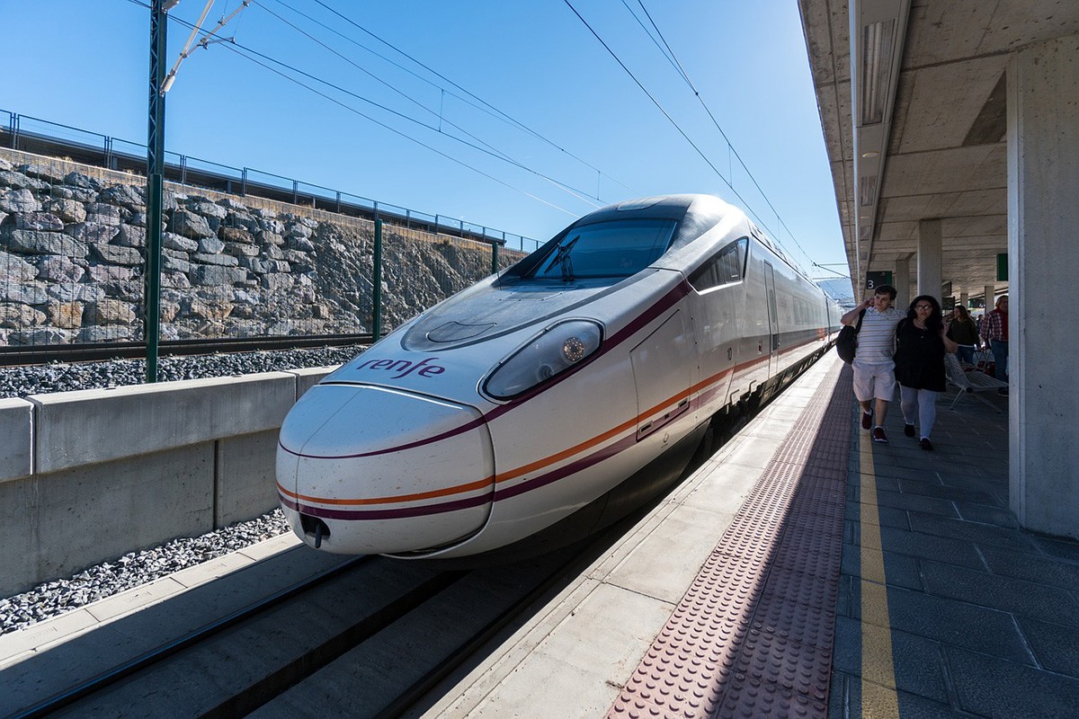 High speed train in Spain parked at a station