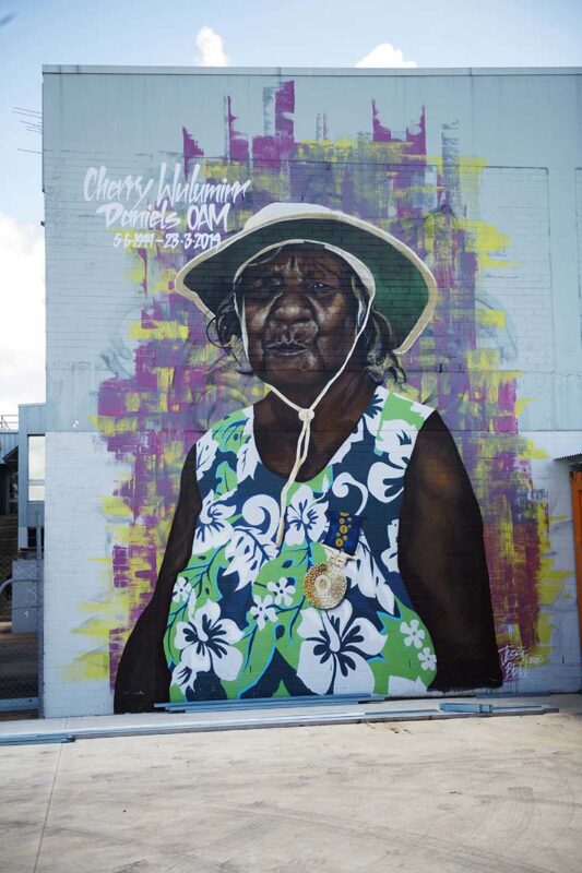A series of street art portraits through the town of Katherine are honouring indigenous figures and telling the stories of people from Katherine and the region.<br srcset=
