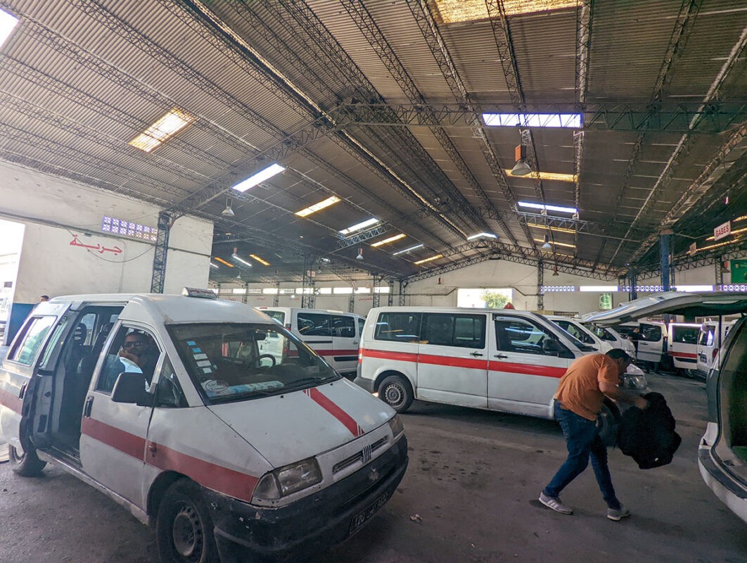 A few louages lined up in the Tunis depot