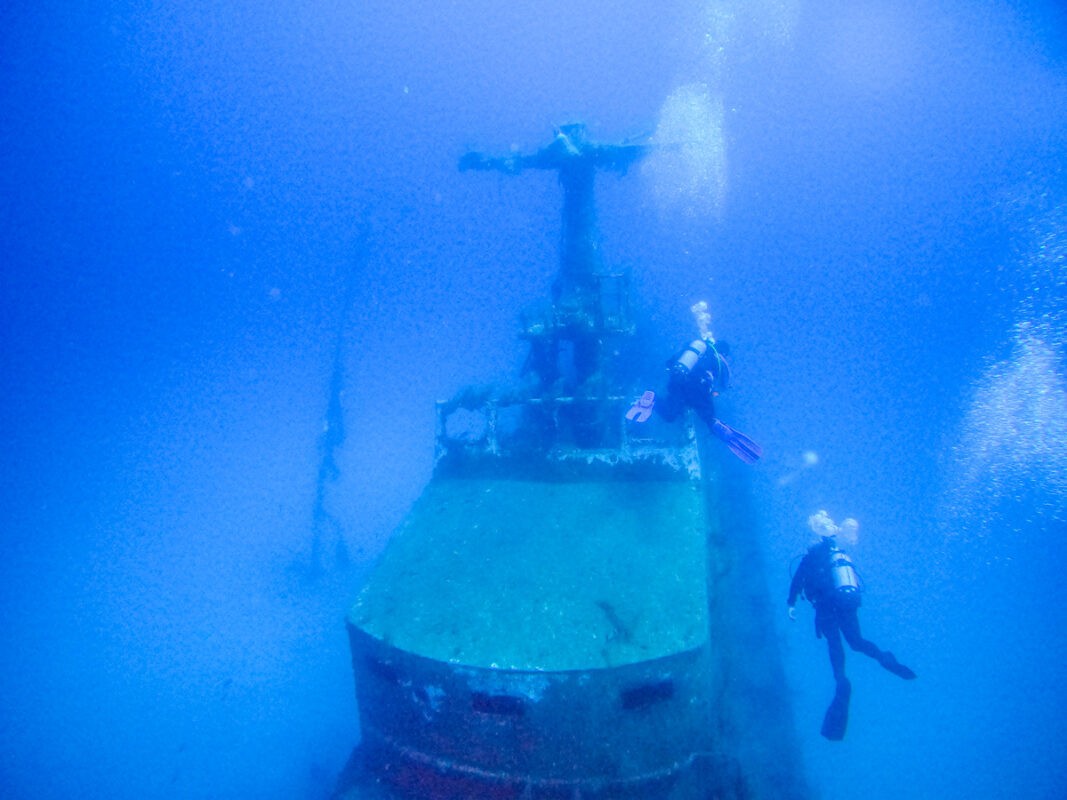 The P29 dive boat in the Maltese sea