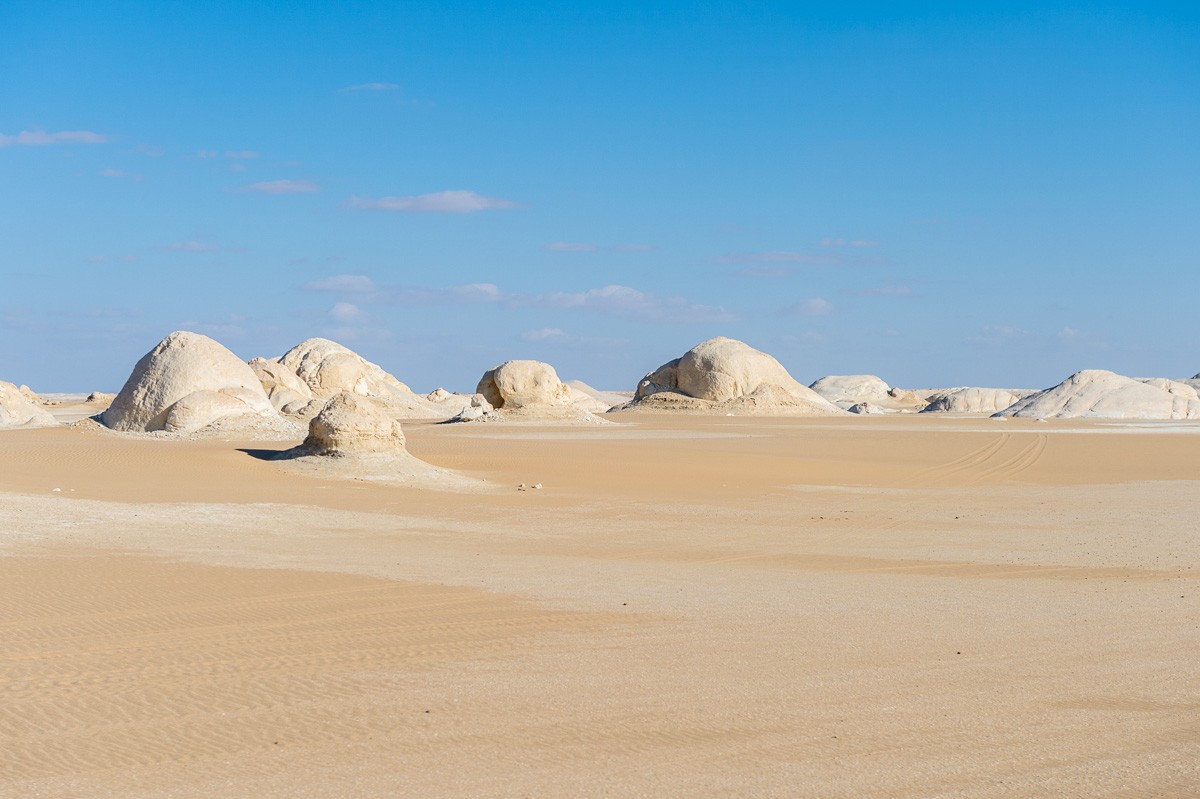 White desert formations at the white desert in Egypt