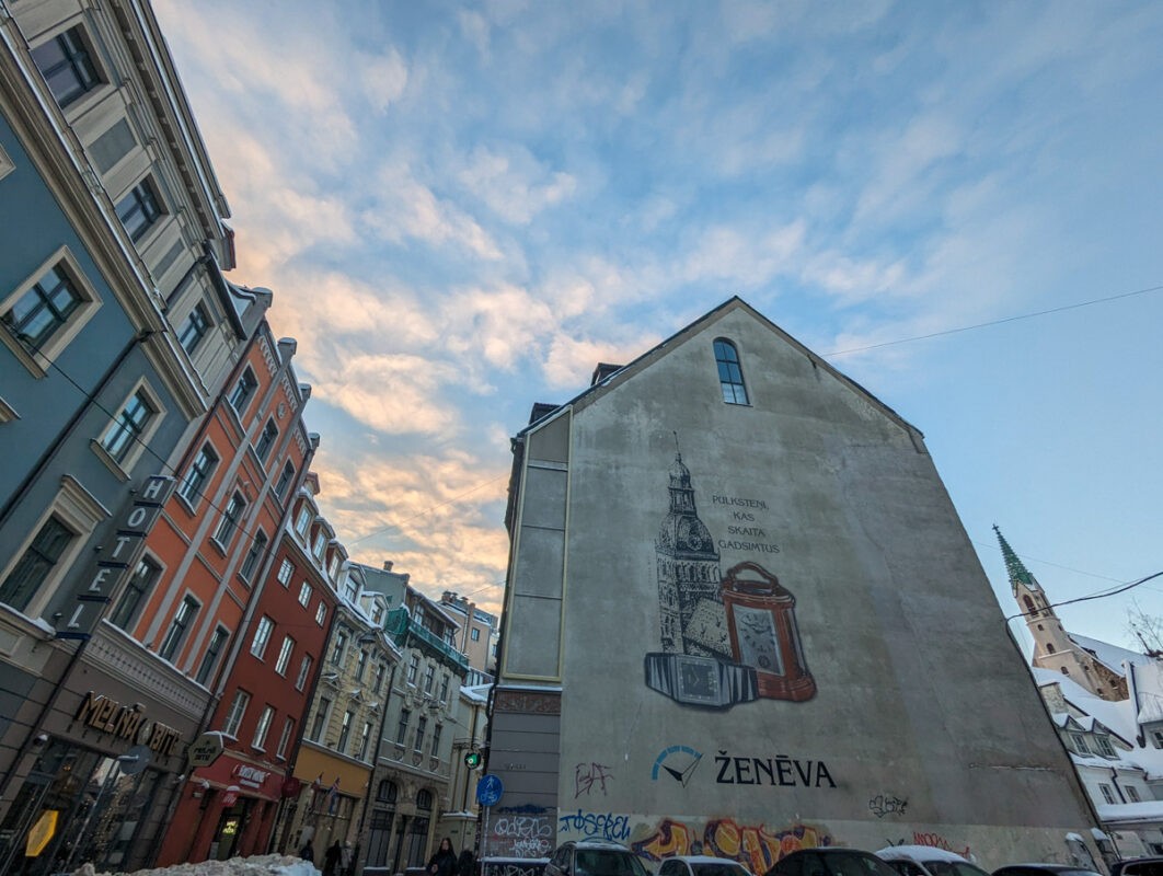 Sunset on the streets of Riga